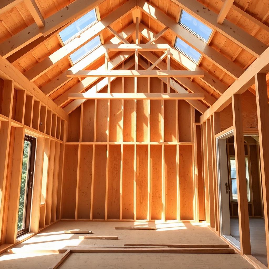 Newly framed home interior
